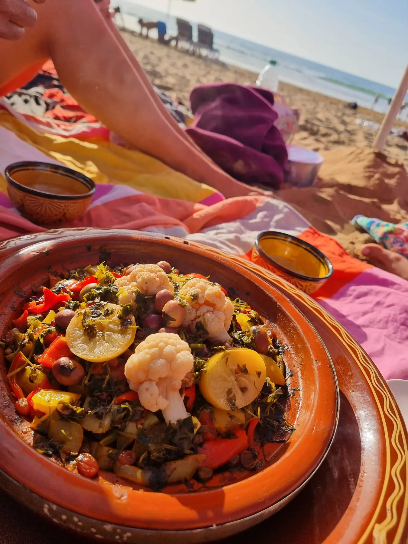 Fresh vegetable tagine served at the beach