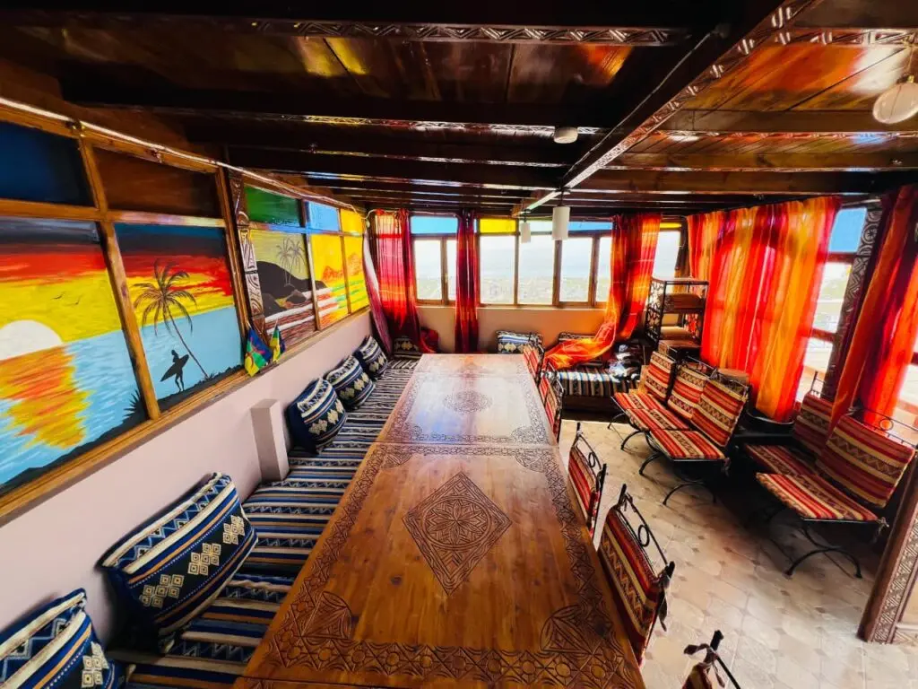 Colourful communal lounge