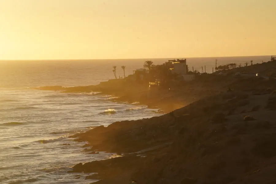 Golden sunset over the Moroccan Atlantic coast