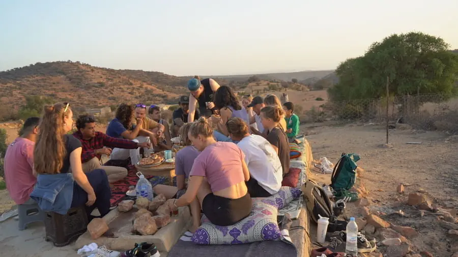A sunset picnic shared by Vibe Surf Morocco guests